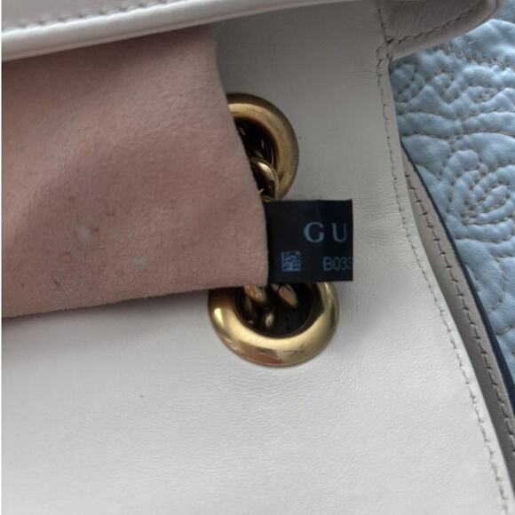 Gucci GG Marmont Small Chain Shoulder Bag Leather Chevron Logo Luxe Neutral Soft - Picture 8 of 15